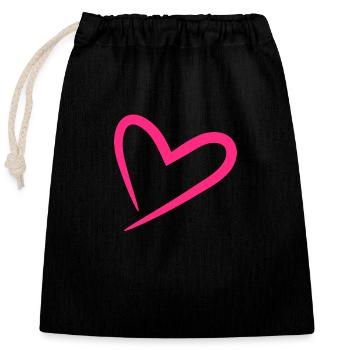 Heart in pink - Closable cotton gift bag (25x30cm) - black - Front