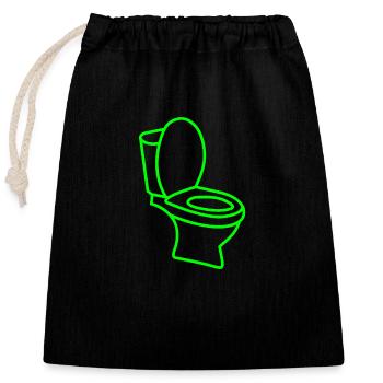 Klo WC Toilette Grün - Verschließbarer Geschenkbeutel aus Baumwolle (25x30cm) - Schwarz - Vorne