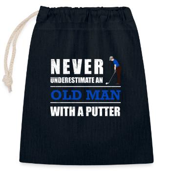 Golf Never underestimate an old man with a putter - Verschließbarer Geschenkbeutel aus Baumwolle (25x30cm) - Navy - Vorne