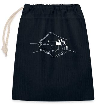 Main dans la main - pour toute une vie - Mains - Amour - Sac cadeau en coton avec cordon (25 x 30 cm) - bleu marine - Devant