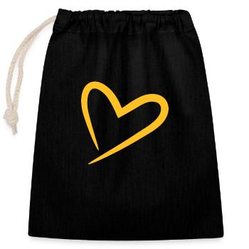 Heart modern in yellow - Closable cotton gift bag (25x30cm) - black - Front