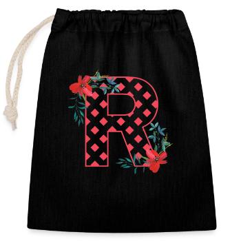 poppies r - Closable cotton gift bag (25x30cm) - black - Front