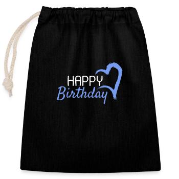 Joyeux anniversaire - Sac cadeau en coton avec cordon (25 x 30 cm) - noir - Devant