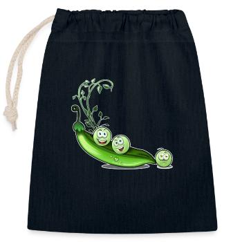 Peas beans humor - Closable cotton gift bag (25x30cm) - navy - Front