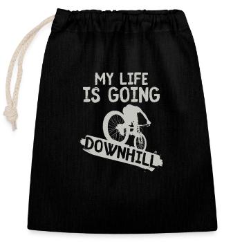 Mountain bike - Closable cotton gift bag (25x30cm) - black - Front