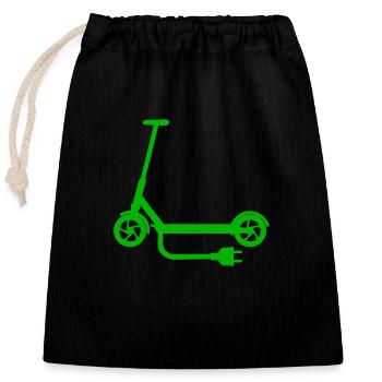 Tretroller E-Scooter Elektroroller Grün Stecker - Verschließbarer Geschenkbeutel aus Baumwolle (25x30cm) - Schwarz - Vorne
