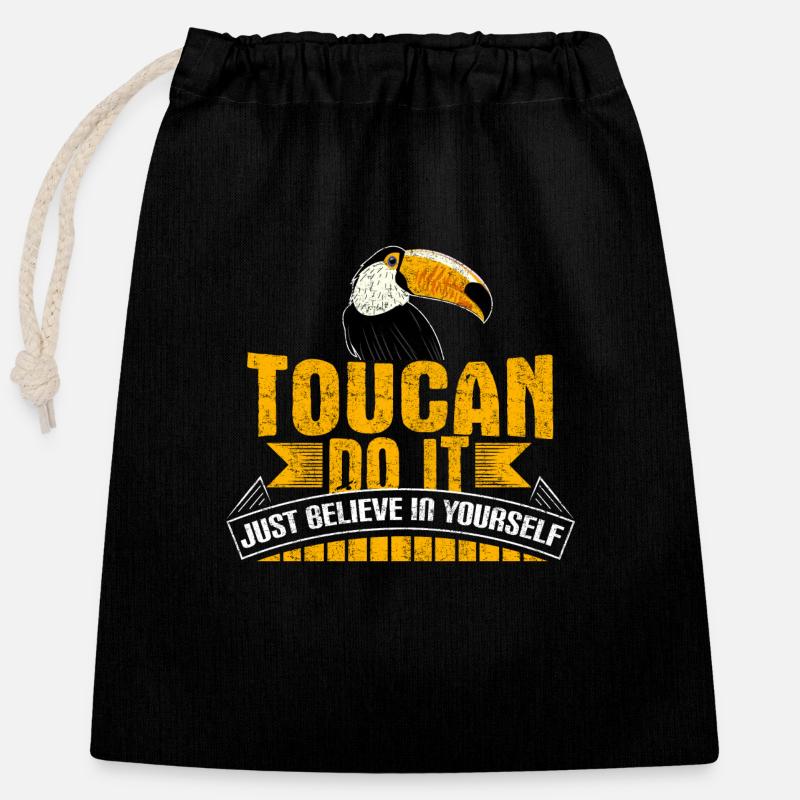 Toucan tropical bird jungle gift idea - Closable cotton gift bag (25x30cm) - black
