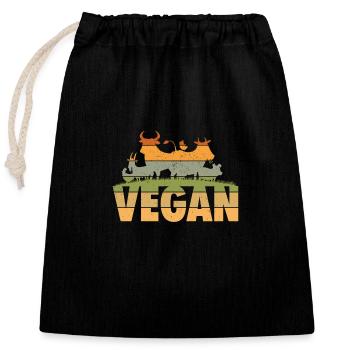 Veganer | Tierschutz Vegan Veganerin Geschenkideen - Verschließbarer Geschenkbeutel aus Baumwolle (25x30cm) - Schwarz - Vorne