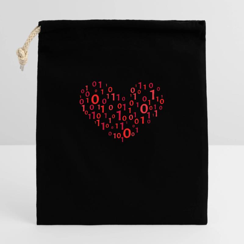 Code de cœur informatique Codage Sac cadeau en coton avec cordon (25 x 30 cm)