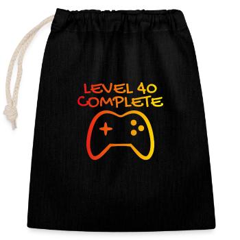 40e anniversaire niveau 40 complet - Sac cadeau en coton avec cordon (25 x 30 cm) - noir - Devant