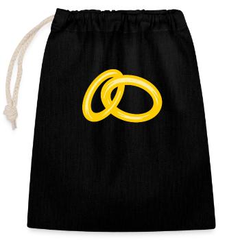 wedding rings - Closable cotton gift bag (25x30cm) - black - Front