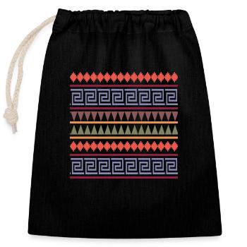 Indians pattern - Closable cotton gift bag (25x30cm) - black - Front