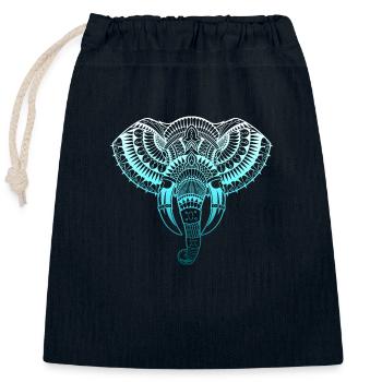 Mandala Elephant Tribal Tatto Yoga Chakra Gift - Closable cotton gift bag (25x30cm) - navy - Front
