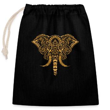Elefant Mandala Orange Gold Yoga Chakra Geschenk - Verschließbarer Geschenkbeutel aus Baumwolle (25x30cm) - Schwarz - Vorne
