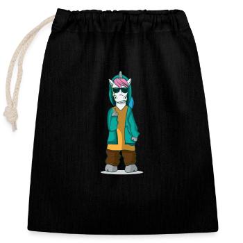 Cadeau de licorne de licorne de doigt du doigt puant - Sac cadeau en coton avec cordon (25 x 30 cm) - noir - Devant