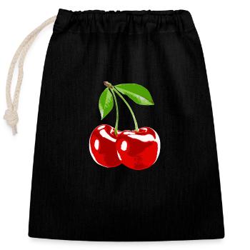 Cherry cherry fruit harvest - Closable cotton gift bag (25x30cm) - black - Front