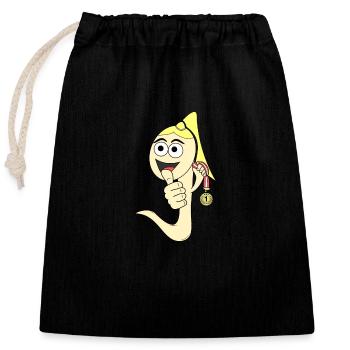 Winner sperm female funny number 1 - Closable cotton gift bag (25x30cm) - black - Front