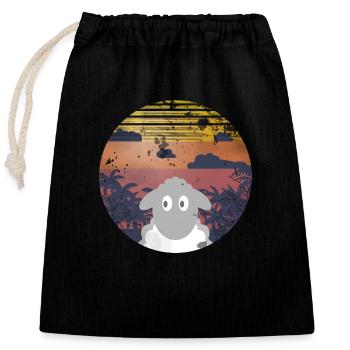 Moutons sous les palmiers - Sac cadeau en coton avec cordon (25 x 30 cm) - noir - Devant