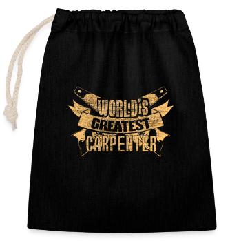 Bois de charpentier - Sac cadeau en coton avec cordon (25 x 30 cm) - noir - Devant