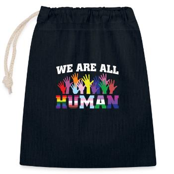 Contre le racisme - Sac cadeau en coton avec cordon (25 x 30 cm) - bleu marine - Devant