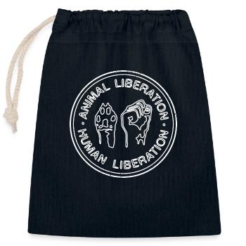 Animal Liberation Human Liberation - Verschließbarer Geschenkbeutel aus Baumwolle (25x30cm) - Navy - Vorne