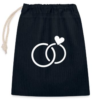 Mariage anneaux mariage coeur mariage engagement JGA amour - Sac cadeau en coton avec cordon (25 x 30 cm) - bleu marine - Devant