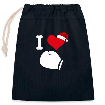 Gants de boxe gants de boxe boxeur de noël - Sac cadeau en coton avec cordon (25 x 30 cm) - bleu marine - Devant