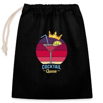 Cocktail Queen Party Hard mit Krone Cosmopolitan - Verschließbarer Geschenkbeutel aus Baumwolle (25x30cm) - Schwarz - Vorne