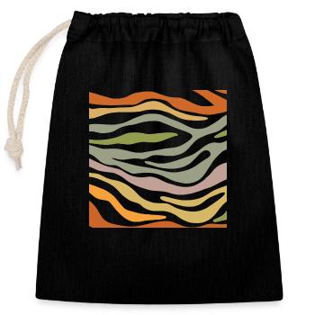 Animal pattern - Closable cotton gift bag (25x30cm) - black - Front