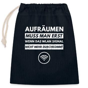 Aufräumen Wlan Signal Wifi Nerd Geek Geschenk Fun - Verschließbarer Geschenkbeutel aus Baumwolle (25x30cm) - Navy - Vorne