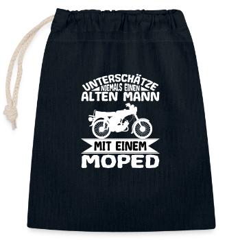Moped Unterschätze niemals einen Alten Mann Spruch - Verschließbarer Geschenkbeutel aus Baumwolle (25x30cm) - Navy - Vorne