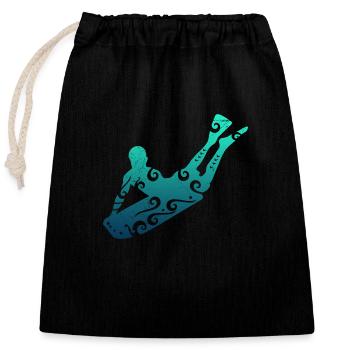 Maori Bodyboarding Surfer Polynesian Tribal Tattoo - Closable cotton gift bag (25x30cm) - black - Front