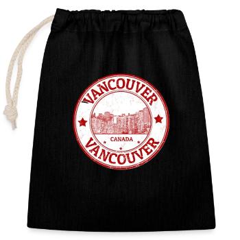 Vancouver Stamp - Closable cotton gift bag (25x30cm) - black - Front