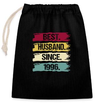 25 Hochzeitstag Ehemann seit 1996 Spruch Retro - Verschließbarer Geschenkbeutel aus Baumwolle (25x30cm) - Schwarz - Vorne