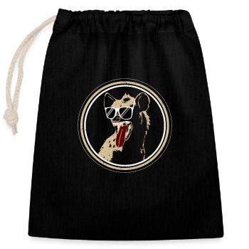 Hyena animal - Closable cotton gift bag (25x30cm) - black - Front