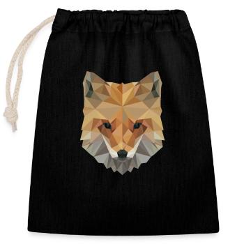 Fuchs Polygon Fuchskopf Künstler Kunst Geschenk - Verschließbarer Geschenkbeutel aus Baumwolle (25x30cm) - Schwarz - Vorne