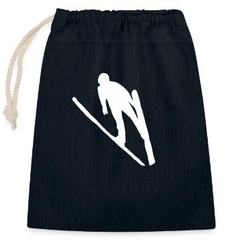 Ski jumping ski ski flying ski jumper winter sport - Closable cotton gift bag (25x30cm) - navy - Front
