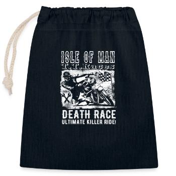 Isle of Man Death Race, Biker Motorcycle Vintage FUN - Closable cotton gift bag (25x30cm) - navy - Front