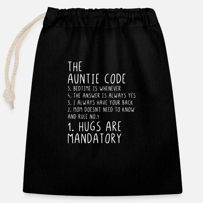 The Auntie Code - Sac cadeau en coton avec cordon (25 x 30 cm) - noir