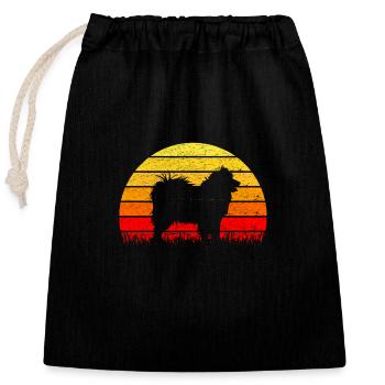 Samoyède sunrise silhouette - Sac cadeau en coton avec cordon (25 x 30 cm) - noir - Devant