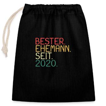 Bester Ehemann seit 2020 - Verschließbarer Geschenkbeutel aus Baumwolle (25x30cm) - Schwarz - Vorne