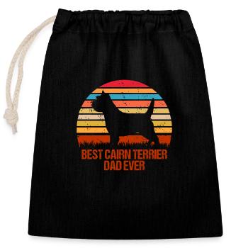 Cairn Terrier Meilleur Papa Retro Rengaine pour les maîtres - Sac cadeau en coton avec cordon (25 x 30 cm) - noir - Devant