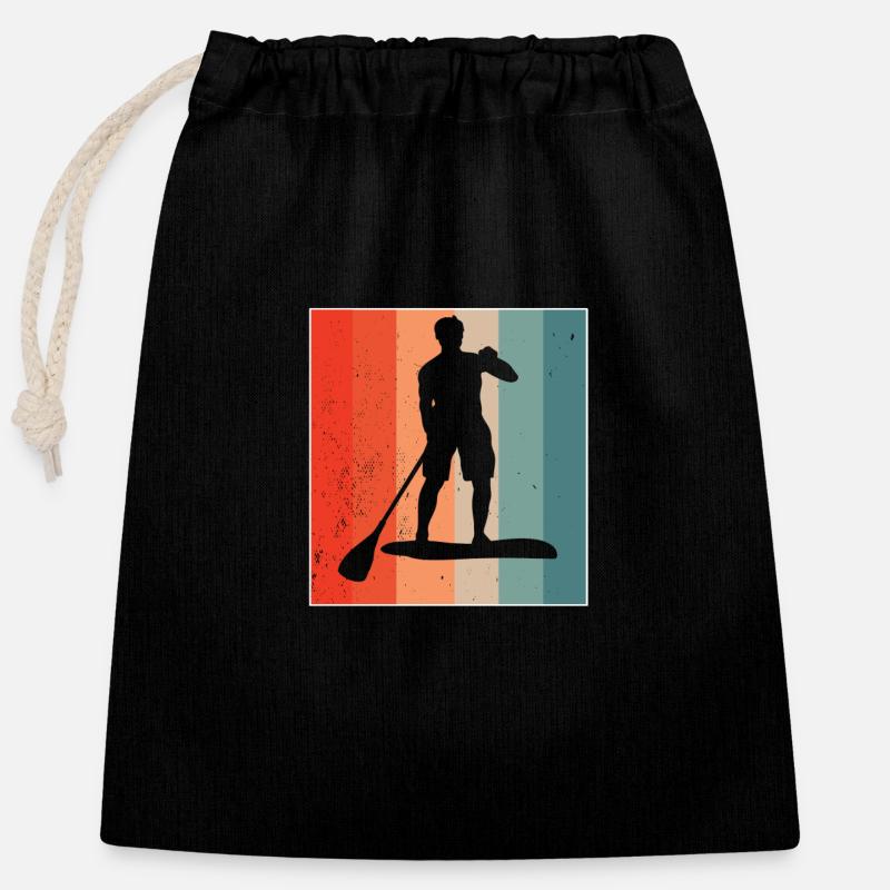 Stand Up Paddle, Stand Up Paddle SUP, Board Sport - Sac cadeau en coton avec cordon (25 x 30 cm) - noir