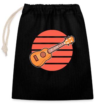 Ukulele - Closable cotton gift bag (25x30cm) - black - Front
