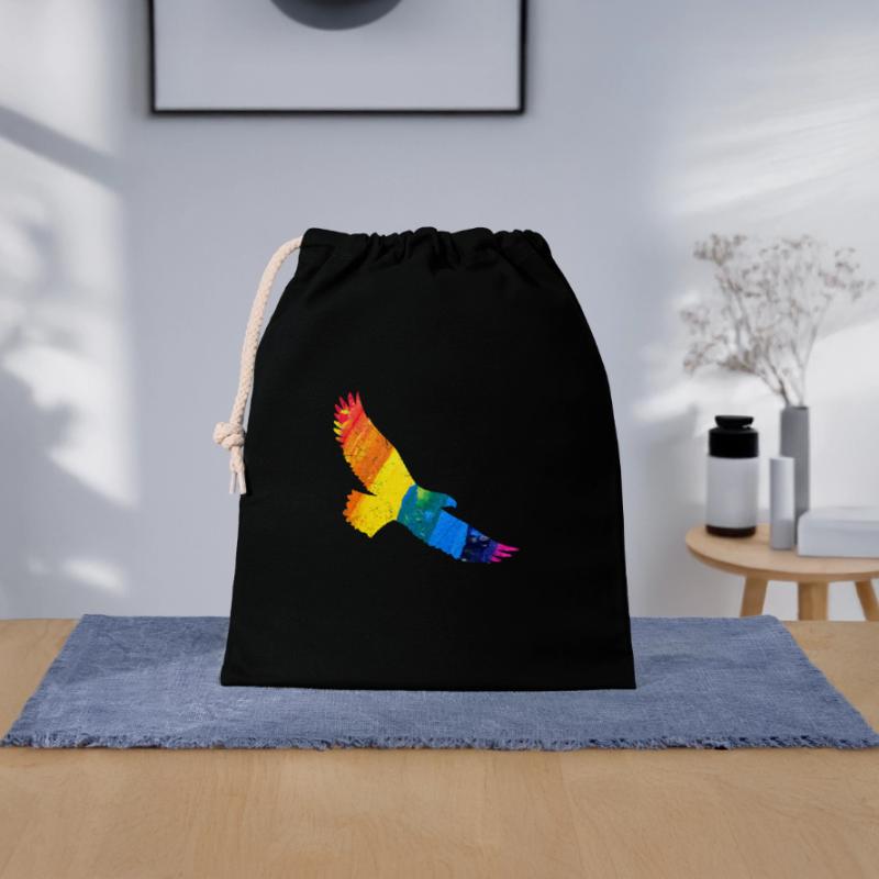Rainbow Eagle Gift Idea Closable cotton gift bag (25x30cm)