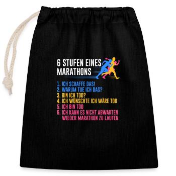 6 niveaux d’un coureur de marathon de course - Sac cadeau en coton avec cordon (25 x 30 cm) - noir - Devant