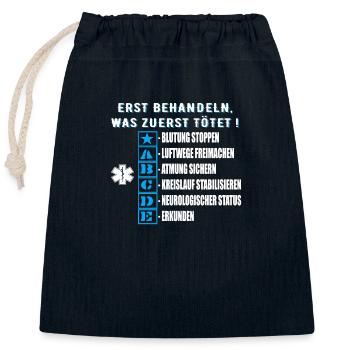 112 ABCDE Schema, Notfallsanitäter, Rettungsdienst - Verschließbarer Geschenkbeutel aus Baumwolle (25x30cm) - Navy - Vorne