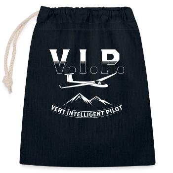 Vip Planeur Pilot | Planeur Idée de cadeau - Sac cadeau en coton avec cordon (25 x 30 cm) - bleu marine - Devant