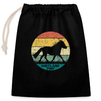 Shetland Pony cheval rétro Vintage Silhouette - Sac cadeau en coton avec cordon (25 x 30 cm) - noir - Devant