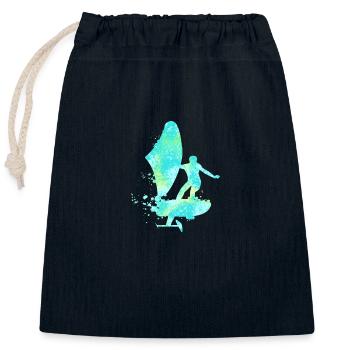 Double Exposure Wing Foiling Hydrofoiling Gift - Closable cotton gift bag (25x30cm) - navy - Front